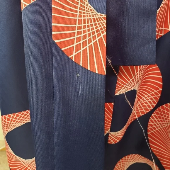 Vintage B. Cohen for Saks Fifth Avenue kimono robe blue red geometric pattern - Picture 5 of 13